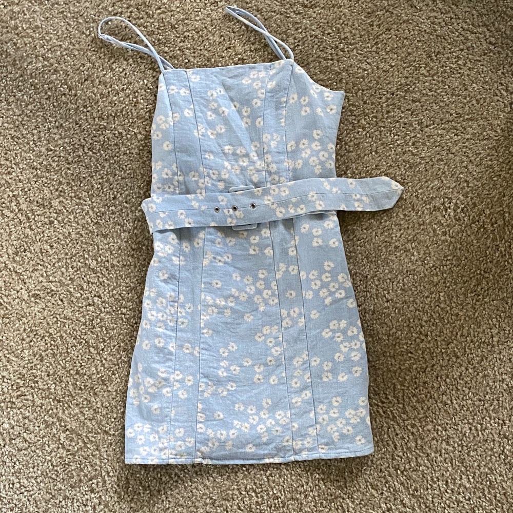 Zara Light Blue Floral Mini Dress